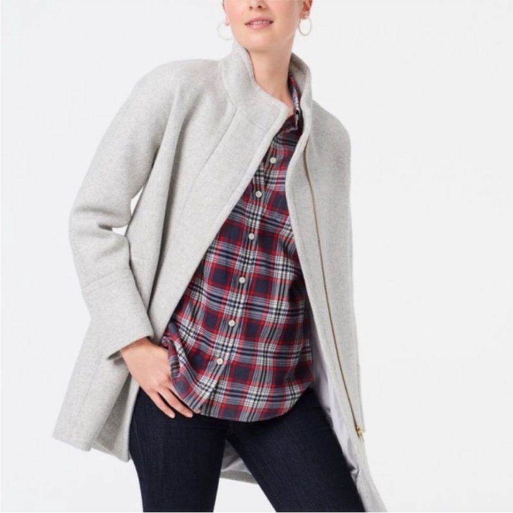 J.Crew Factory City Coat Wool Blend Grey Heather Dusk Jacket 14